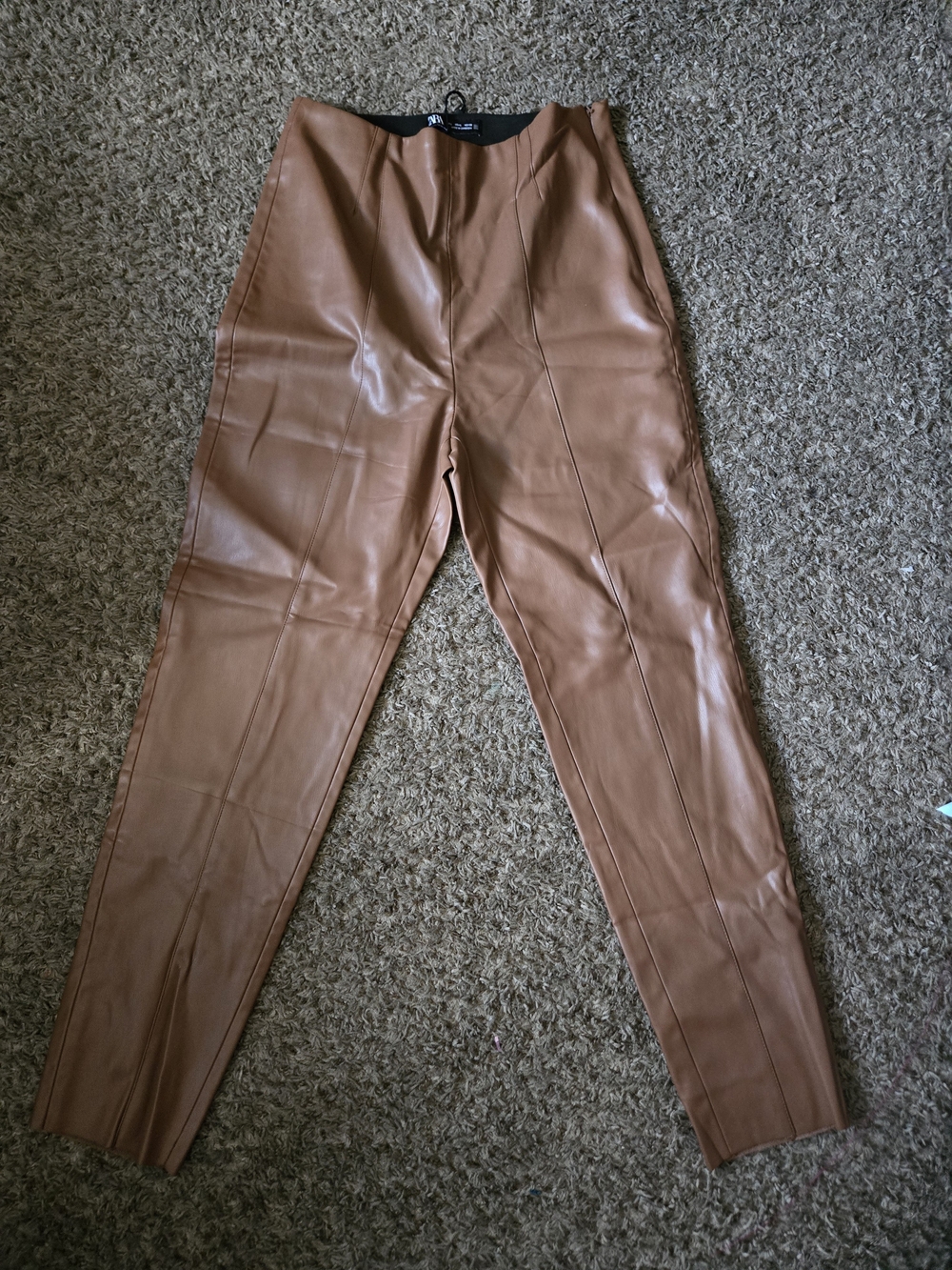 Zara Faux Leather Skinny Pants - Brown